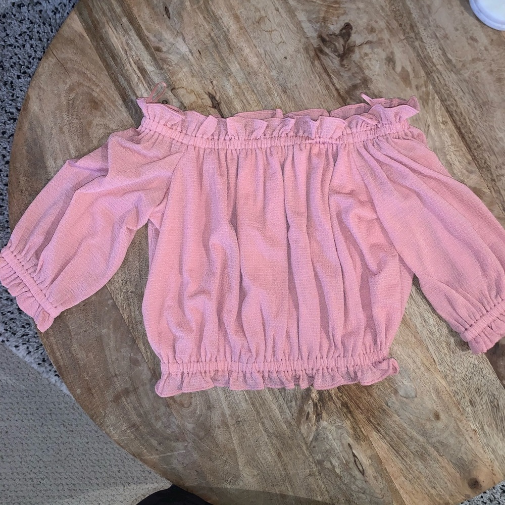 Off The Shoulder Pink Crop